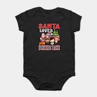 Santa Loves Engineering Teacher Baby Bodysuit